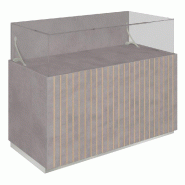 Comptoir vitrine fond bois Vertigo T03 MDF naturel et béton 120x60x93cm