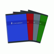 CONQUERANT Lot de 5 Cahier Sept reliure intégrale A4, 180p./90 feuilles 70g/m², quadrillé 5x5, coloris assortis (4) - 3020120000640