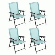 COSTWAY Lot de 4 chaises de jardin, chaises pliantes avec accoudoirs, chaises de terrasse, 65 x 60 x 93 cm, vert menthe - vert métal ZB33218ZK-6