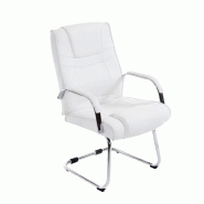 Décoshop26 - Fauteuil de bureau sans roulettes accoudoirs chaise visiteur charge maximale 180 kg en PVC blanc cadre en métal 10_0003249 - blanc mét Décoshop26 - Fauteuil de bureau sans roulettes accoudoirs chaise visiteur charge maximale 180 kg en PVC blanc cadre en métal 10_0003249 - blanc mét