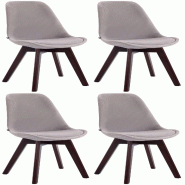 Décoshop26 - Lot de 4 chaises de salle à manger design scandinave en velours gris et piètement à 4 pieds en bois foncé 10_0008657 - gris Bois mas