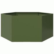 Helloshop26 - Jardinière bac lit surélevé plantes fleurs terrasse jardin olive hexagone 104 x 90 x 45 cm acier vert 02_0038708 - 3000217934492 Helloshop26 - Jardinière bac lit surélevé plantes fleurs terrasse jardin olive hexagone 104 x 90 x 45 cm acier vert 02_0038708 - 3000217934492