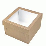 Nvase ECOLOMIQUE - 25 Pcs - Boîte carton brun "Kray" - 3000 ml, 26,5 x 26,5 cm, Hauteur: 5 cm - marron en carton NVS210KRAYB255