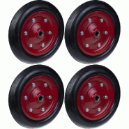 Roue 350mm 14" pneu en caoutchouc centre en acier pressé 25mm résistant 1400kg, jeu de 4 Roue 350mm 14" pneu en caoutchouc centre en acier pressé 25mm résistant 1400kg, jeu de 4