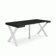 SKRAUT HOME Table console extensible, 180, Pour 8 personnes, Pieds bois massif, Noir - noir Bois manufacturé 237_6