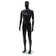 Vidaxl mannequin homme corps complet base verre noir brillant 185 cm 142927