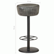VidaXL Tabouret De Bar Gris Cuir Véritable - gris 321874