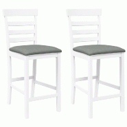 VidaXL Tabourets de bar avec coussins 2 pcs blanc bois massif d'hévéa Modèle Apex Vintage - 4102541