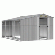 Abri de jardin gris 277x365,5x179 cm acier galvanisé Modèle AbriAtelier 139 - 8720845894924
