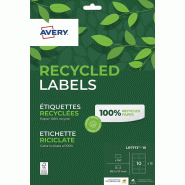 AVERY 150 étiquettes recyclées blanches, format 99,1 x 57 mm (15 feuilles A4 / cdt) - 5014702144059