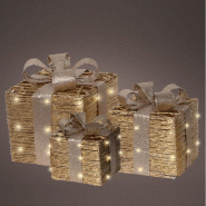 Cadeaux scintillants bruns lumineux blanc chaud H 25cm