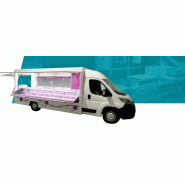 Camions magasins Idéos Business - ouverture latérale à gaz, étalage réfrigéré, vitrine bombée et meuble de travail