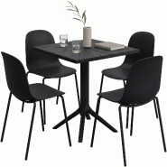 CLP Salon de jardin Nerra avec 4 chaises Plastique HBT: 85x166x162 cm Noir - noir 328147