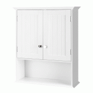 COSTWAY Armoire murale, armoire à pharmacie, armoire murale à double porte, armoire de salle de bain, armoire de cuisine - blanc Bois manufacturé T