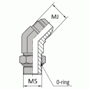 Coudes 45° orientable - mâle JIC x mâle SAE - JCMSA40404 - DESIGNATION : CMJ7/16 / MSAE7/16 45° JO