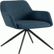 Décoshop26 - Chaise contemporaine de salle à manger x1 en velours côtelé bleu pivotante 180° avec accoudoirs 10_0005954 - bleu 3000265314550