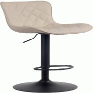 Décoshop26 - Tabouret de bar x1  coutures décoratives pied trompette hauteur réglable en métal noir assise en PVC crème 10_0004857 - noir 3000252