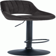 Décoshop26 - Tabouret de bar x1 réglable en hauteur en velours noir dossier ajouré et pied métal noir 10_0005794 - noir métal 3000265224279