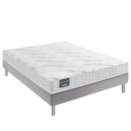 ENSEMBLE DUNLOPILLO 140*200 CM EUGEN 20 CM MATELAS SOMMIER DÉCO JEU DE 4 PIEDS GRIS