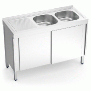FRICOSMOS Evier avec portes coulissantes 2C,EI 1200x500x850 mm. Dimensions cuve 340x370x150 mm. - inox 051038OST