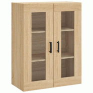 Helloshop26 - Armoire murale élégante grande capacité rangement style moderne bureau 69,5 x 34 x 90 cm en bois chêne sonoma 02_0048631 - verre 300