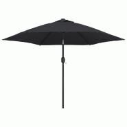 Helloshop26 - Parasol d'extérieur avec led et mât en acier 300 cm noir 02_0008176 - noir métal 3000437382721