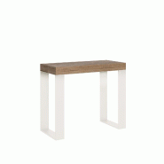 Itamoby Console Extensible 90X40/196 Cm Tecno Small Oak Nature Avec Cadre Blanc - marron VE090COTEC196-RN-BN