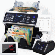 Jubula MV-500 Compteuse de billets de banque mixtes + Imprimante Jubula MPR-1 avec détection avancée de faux billets en 11 points | EUR, USD, GBP -