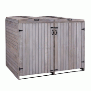 Mendler XL Habillage de poubelle 2x/4x HWC-H74, Box pour poubelle, extensible 126x158x98cm bois FSC® ~ gris anthracite - gris Bois massif 73979+74651