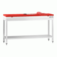 Table inox de découpe avec plan rouge - Profondeur 700 mm | Ggm - 1600_0