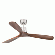Ventilateur de plafond Lantau DC en acier marron et finition noyer foncé, 6 vitesses, télécommande, mode été, pour plafond incliné - FARO - marr