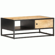 VidaXL Table basse à porte sculptée 90x55x36 cm Bois de manguier brut Modèle Apex Jardin - 320946XL