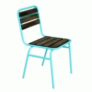 Cbr-306 chaise type ecolier en bois teinte en metal couleur bleu