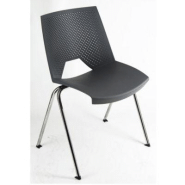 Chaise collectivité Skype Coque polypropylène, pieds métal chromé - Gris anthracite (Lot de 4) Chaise collectivité Skype Coque polypropylène, pieds métal chromé - Gris anthracite (Lot de 4)