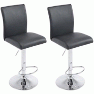 CLP Lot de 2 tabourets de bar Köln similicuir Noir - noir polyester 306593 CLP Lot de 2 tabourets de bar Köln similicuir Noir - noir polyester 306593