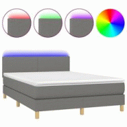 Décoshop26 - Lit LED 140x200 cm avec sommier, tête de lit réglable et matelas à ressorts ensachés - tissu gris foncé TDL0208359 Décoshop26 - Lit LED 140x200 cm avec sommier, tête de lit réglable et matelas à ressorts ensachés - tissu gris foncé TDL0208359