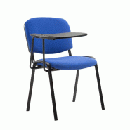 Décoshop26 - Chaise visiteur zone d'attente avec une petite table rabattable en tissu bleu piètement à 4 pieds en métal 10_0002771 - bleu métal 3