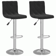 Décoshop26 - Lot de 2 tabourets de bar chaises hautes assise en losange en velours noir cadre en acier DEC029825 - noir 3000257578601