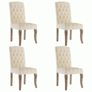 Décoshop26 - Set de 4 chaises de salle à manger en tissu beige à l'aspect lin capitonné pieds en bois DEC025602 - beige 3000255342303 Décoshop26 - Set de 4 chaises de salle à manger en tissu beige à l'aspect lin capitonné pieds en bois DEC025602 - beige 3000255342303