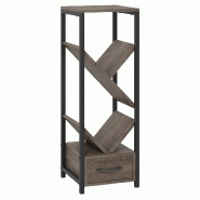 Étagère en forme d'arbre COSTWAY, étagère sur pied à 4 niveaux avec tiroir et structure métallique, étagère de rangement indépendante - gris