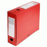 Exacompta Lot de 10 Boîte à archives polypro à pression, dos de 80, coloris rouge - rouge matière synthétique 59835E