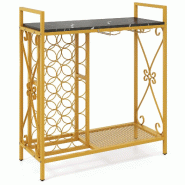 Helloshop26 - Casier à vin 93 x 38 x 102 cm avec 21 bouteilles et porte-verres fonctionnel style rustique en métal bois d'ingénierie 20_0011054 - 3