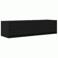 Helloshop26 - Meuble TV mural moderne rangement optimisé 100 x 31 x 25.5 cm en bois d'ingénierie chêne noir 02_0051702 - noir Bois massif 300023704