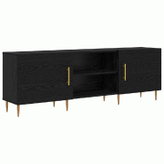 Helloshop26 - Meuble TV rectangulaire moderne finition mate 150 x 30 x 50 cm avec rangement pratique en bois noir 02_0052514 - noir Bois massif 300023