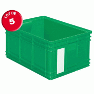 Lot de 5 caisses plastiques cp 85 litres vertes_0