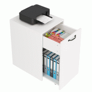 Merax Caisson à roulettes 35 x 40 x 70 cm, meuble de bureau mobile avec tiroir et niche, blanc - blanc Bois manufacturé N880P512764W