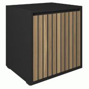 Meuble Vertigo T03 2 tiroirs à l'anglaise MDF noir et olivier 60x47x60 cm
