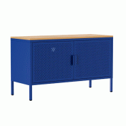 Oviala Business Buffet moderne 2 portes L100 cm en métal bleu foncé - bleu acier 113984