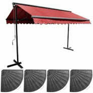 Oviala Business Ensemble store double pente 3x3 m et 4 dalles lestées rouge - Oviala - rouge aluminium 107332 Oviala Business Ensemble store double pente 3x3 m et 4 dalles lestées rouge - Oviala - rouge aluminium 107332