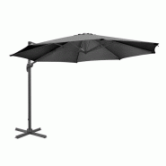 Parasol déporté PRO rond (Ø)3500 mm, en aluminium et polyester noir, VENICE Parasol déporté PRO rond (Ø)3500 mm, en aluminium et polyester noir, VENICE